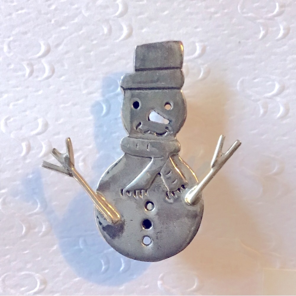 Sterling Silver Snowman Holiday Pin